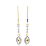 Cercei din Argint 925 Placat cu Aur ( 2.21 grame ) cu Diamant Coniac și Topaz Alb 0.29 Carate
