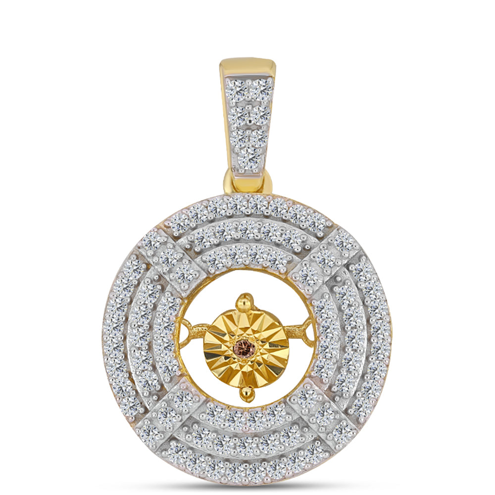 Pandantiv din Argint 925 Placat cu Aur ( 2.91 grame ) cu Diamant Coniac și Topaz Alb 0.62 Carate
