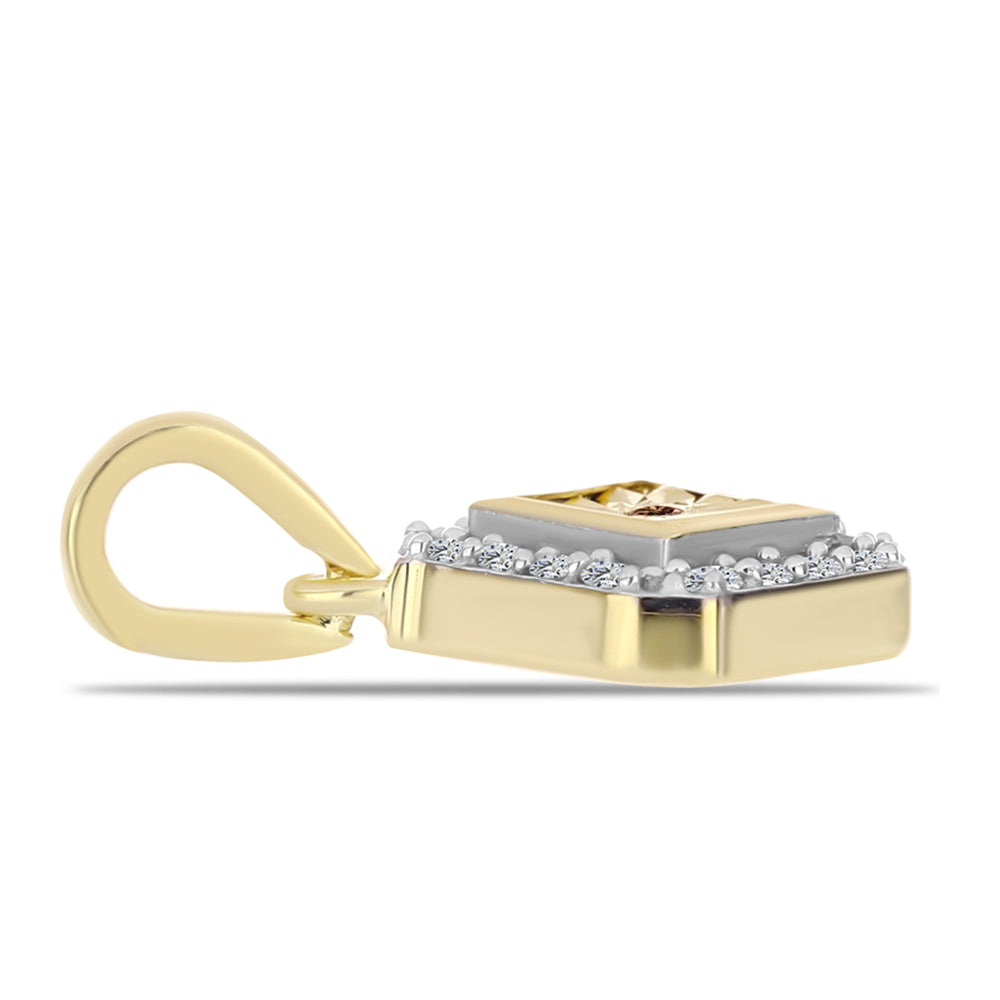 Pandantiv din Argint 925 Placat cu Aur ( 1.25 grame ) cu Diamant Coniac și Topaz Alb 0.2 Carate
