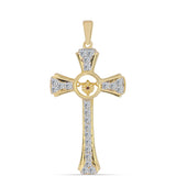 Cruce Pandantiv din Argint 925 Placat cu Aur ( 3.44 grame ) cu Diamant Coniac și Topaz Alb 0.95 Carate