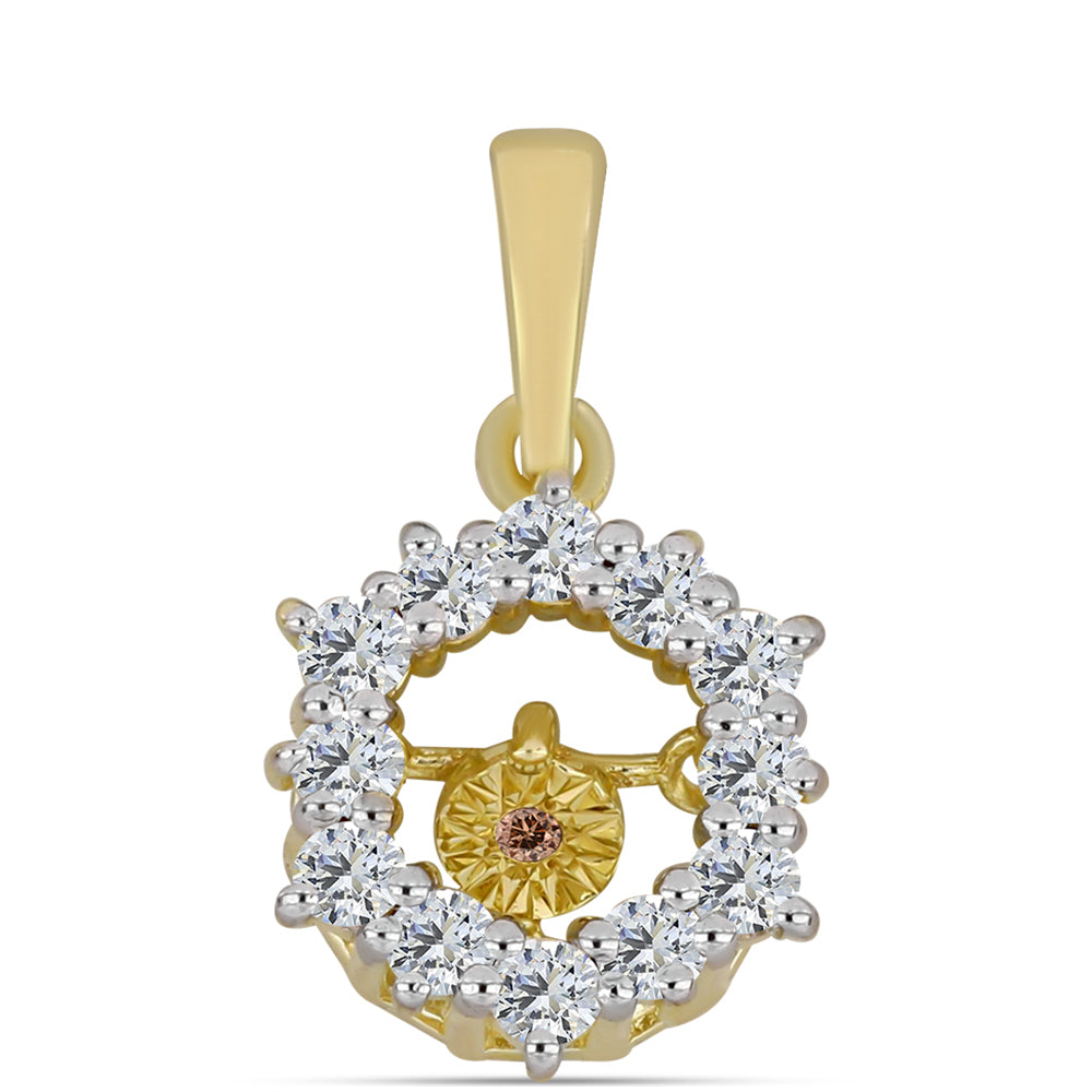Pandantiv din Argint 925 Placat cu Aur ( 1.33 grame ) cu Diamant Coniac și Topaz Alb 0.49 Carate