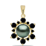Pandantiv din Argint 925 Placat cu Aur ( 1.54 grame ) cu Perlă De apă Dulce cu Efect "Verde Tahitian" și Spinel Negru Gorno Badakhshan 1.69 Carate