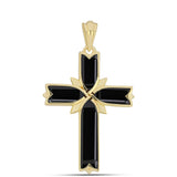 Cruce Pandantiv din Argint 925 Placat cu Aur ( 3.29 grame ) cu Onix Negru 2.7 Carate