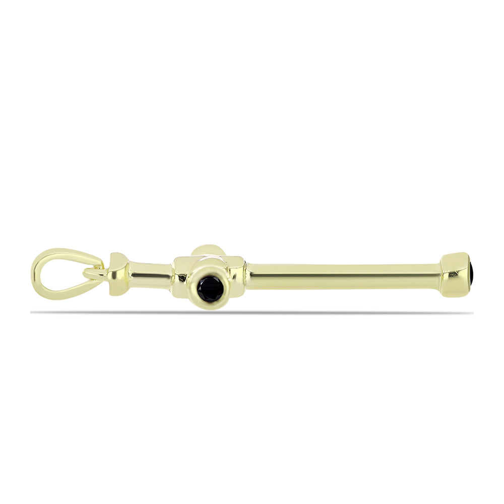 Pandantiv din Argint 925 Placat cu Aur ( 1.97 grame ) cu Onix Negru 0.12 Carate