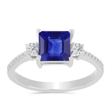 Inel din Argint 925 ( 2.17 grame ) cu Safir Albastru Australian și Topaz Alb 2.69 Carate