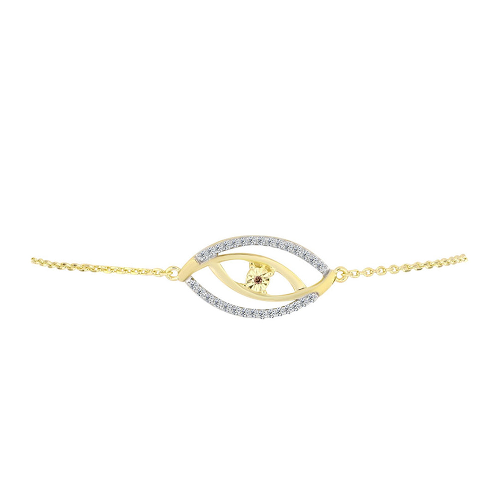 Brățară din Argint 925 Placat cu Aur ( 3.8 grame ) cu Diamant Coniac și Topaz Alb 0.28 Carate