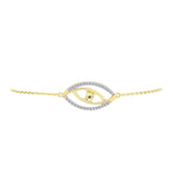 Brățară din Argint 925 Placat cu Aur ( 3.8 grame ) cu Diamant Coniac și Topaz Alb 0.28 Carate