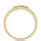 Inel din Argint 925 Placat cu Aur ( 3.95 grame ) cu Diamant Coniac și Topaz Alb 0.38 Carate