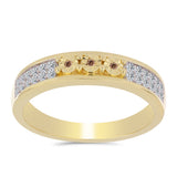 Inel din Argint 925 Placat cu Aur ( 3.95 grame ) cu Diamant Coniac și Topaz Alb 0.38 Carate