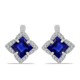 Cercei din Argint 925 ( 2.96 grame ) cu Safir Albastru Australian și Topaz Alb 3.46 Carate