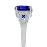 Inel din Argint 925 ( 4.45 grame ) cu Safir Albastru Australian și Topaz Alb 5.01 Carate
