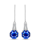 Cercei din Argint 925 ( 2.51 grame ) cu Safir Albastru Australian și Topaz Alb 6.46 Carate