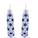 Cercei din Argint 925 ( 4.25 grame ) cu Safir Albastru Australian și Topaz Alb 5.27 Carate