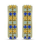 Cercei din Argint 925 Placat cu Aur ( 4.77 grame ) cu Safir Curcubeu 0.72 Carate