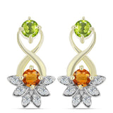 Cercei din Argint 925 Placat cu Aur ( 2.69 grame ) cu Safir Curcubeu și Topaz Alb 0.74 Carate