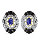 Cercei din Argint 925 Placat cu Aur ( 6.56 grame ) cu Lapis Lazuli și Topaz Alb 2.77 Carate