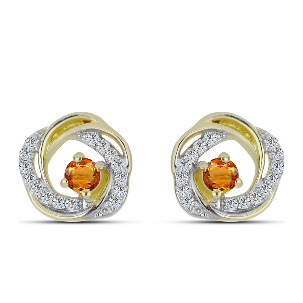 Cercei din Argint 925 Placat cu Aur ( 2.11 grame ) cu Safir Curcubeu și Topaz Alb 0.52 Carate