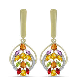 Cercei din Argint 925 Placat cu Aur ( 5.68 grame ) cu Safir Curcubeu și Topaz Alb 3.23 Carate