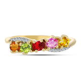Inel din Argint 925 Placat cu Aur ( 1.92 grame ) cu Safir Curcubeu și Topaz Alb 1.27 Carate