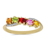 Inel din Argint 925 Placat cu Aur ( 1.92 grame ) cu Safir Curcubeu și Topaz Alb 1.27 Carate