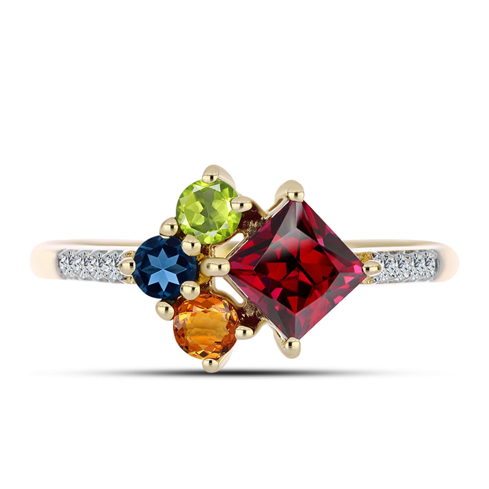 Inel din Argint 925 Placat cu Aur ( 1.93 grame ) cu Safir Curcubeu și Topaz Alb 1.21 Carate