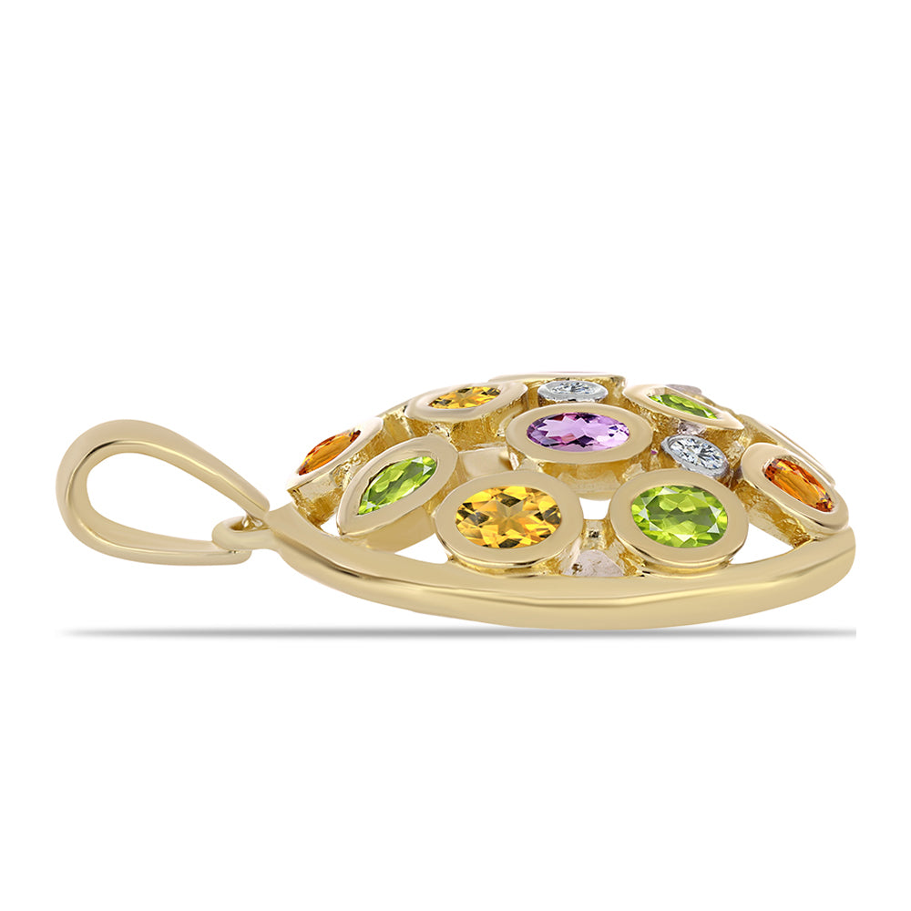 Pandantiv din Argint 925 Placat cu Aur ( 5.53 grame ) cu Safir Curcubeu și Topaz Alb 2.93 Carate