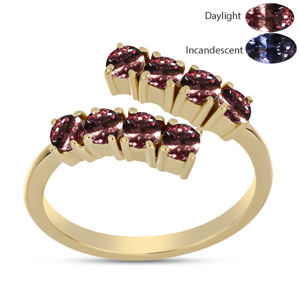 Inel din Argint 925 Placat cu Aur ( 2.55 grame ) cu Granat Tsivory care își schimbă culoarea 1.05 Carate