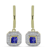 Cercei din Argint 925 Placat cu Aur ( 3.74 grame ) cu Lapis Lazuli și Topaz Alb 0.97 Carate