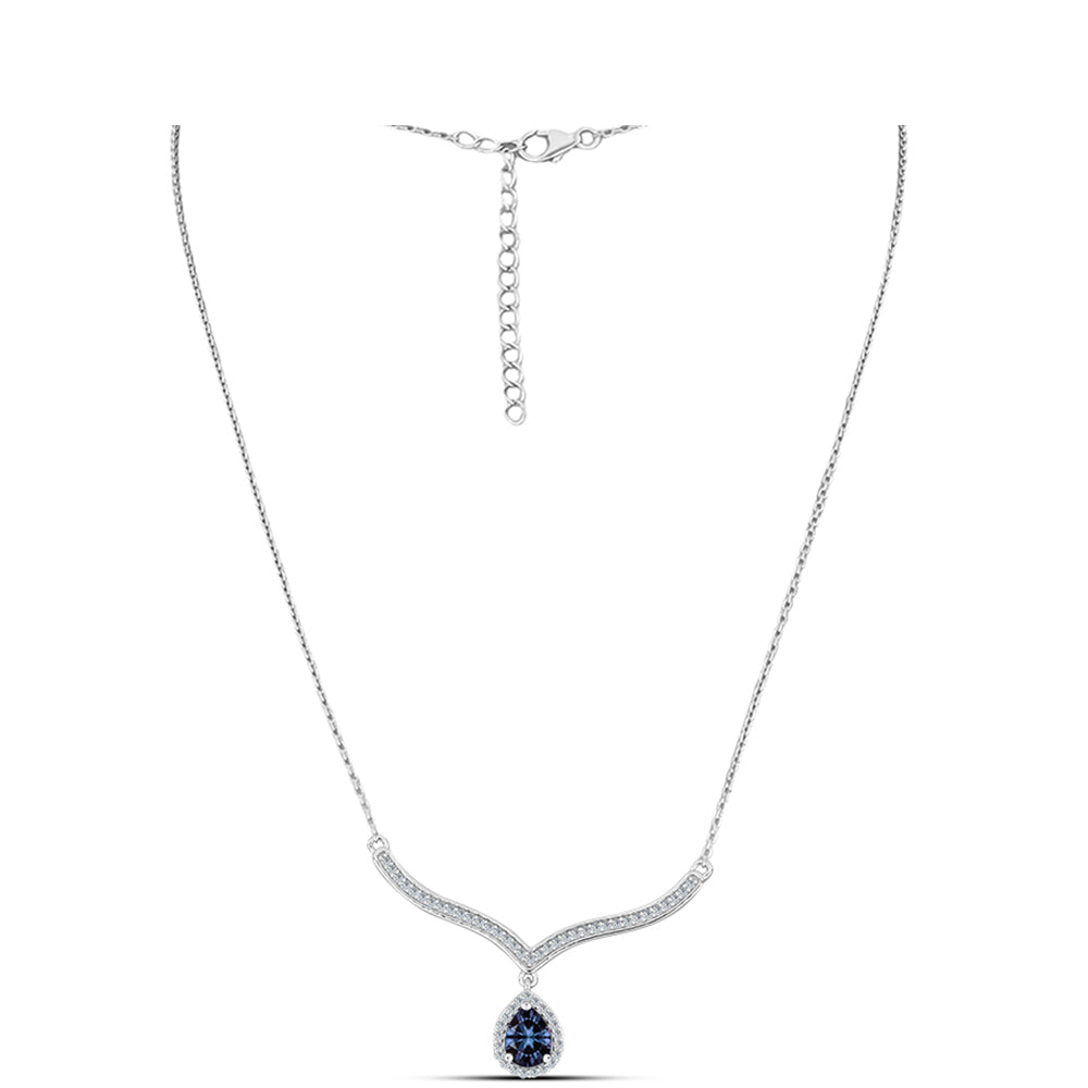 Colier din Argint 925 ( 5.4 grame ) cu Moissanite Violet Imperial și Topaz Alb 1.6 Carate