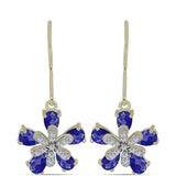 Cercei din Argint 925 Placat cu Aur ( 3.2 grame ) cu Lapis Lazuli și Topaz Alb 2.39 Carate