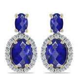 Cercei din Argint 925 Placat cu Aur ( 3.1 grame ) cu Lapis Lazuli și Topaz Alb 2.28 Carate