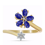 Inel din Argint 925 Placat cu Aur ( 3.75 grame ) cu Lapis Lazuli și Topaz Alb 1.27 Carate
