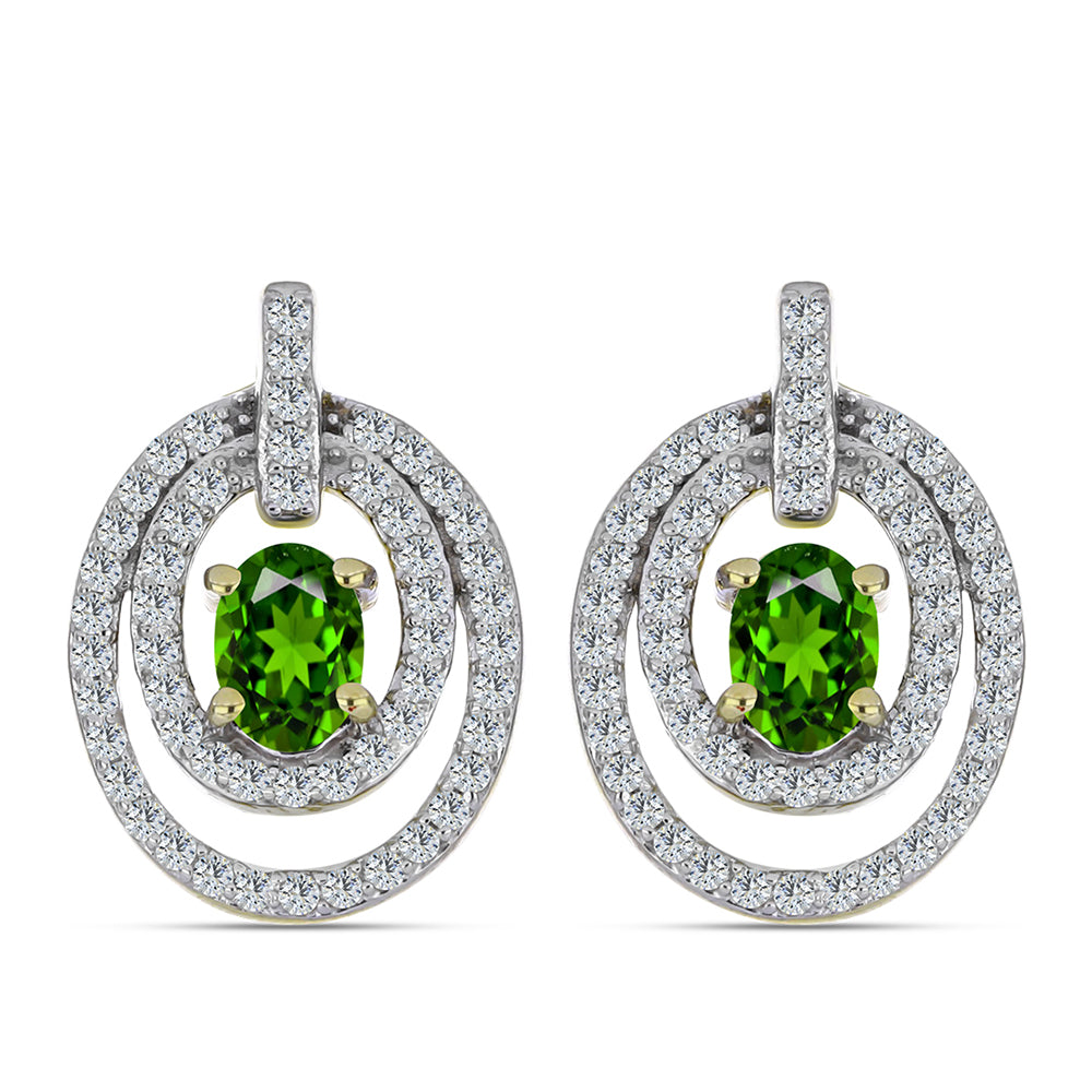 Cercei din Argint 925 Placat cu Aur ( 4.15 grame ) cu Safir Curcubeu și Topaz Alb 1.82 Carate