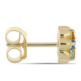 Cercei din Argint 925 Placat cu Aur ( 1.91 grame ) cu Safir Curcubeu și Topaz Alb 0.62 Carate