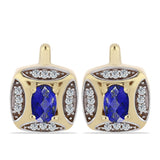 Cercei din Argint 925 Placat cu Aur ( 4.64 grame ) cu Lapis Lazuli și Topaz Alb 1.11 Carate
