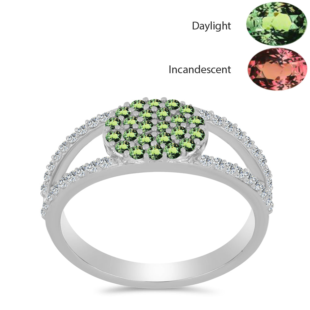 Inel din Argint 925 ( 3.1 grame ) cu Alexandrit Natural și Topaz Alb 0.78 Carate