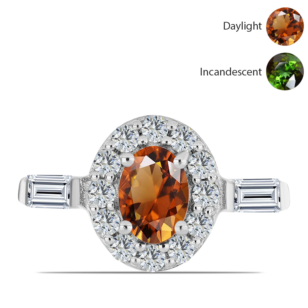 Inel din Argint 925 ( 2.53 grame ) cu Zultanit Anatolian Certificat cultivat în laborator și Topaz Alb 2.45 Carate