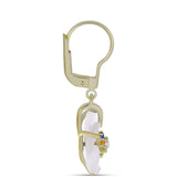 Cercei din Argint 925 Placat cu Aur ( 2.39 grame ) cu Safir Curcubeu și Perlă de Apă Dulce Albă 6.34 Carate