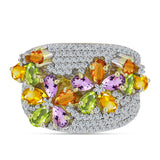 Inel din Argint 925 Placat cu Aur ( 10.14 grame ) cu Safir Curcubeu și Topaz Alb 5.44 Carate