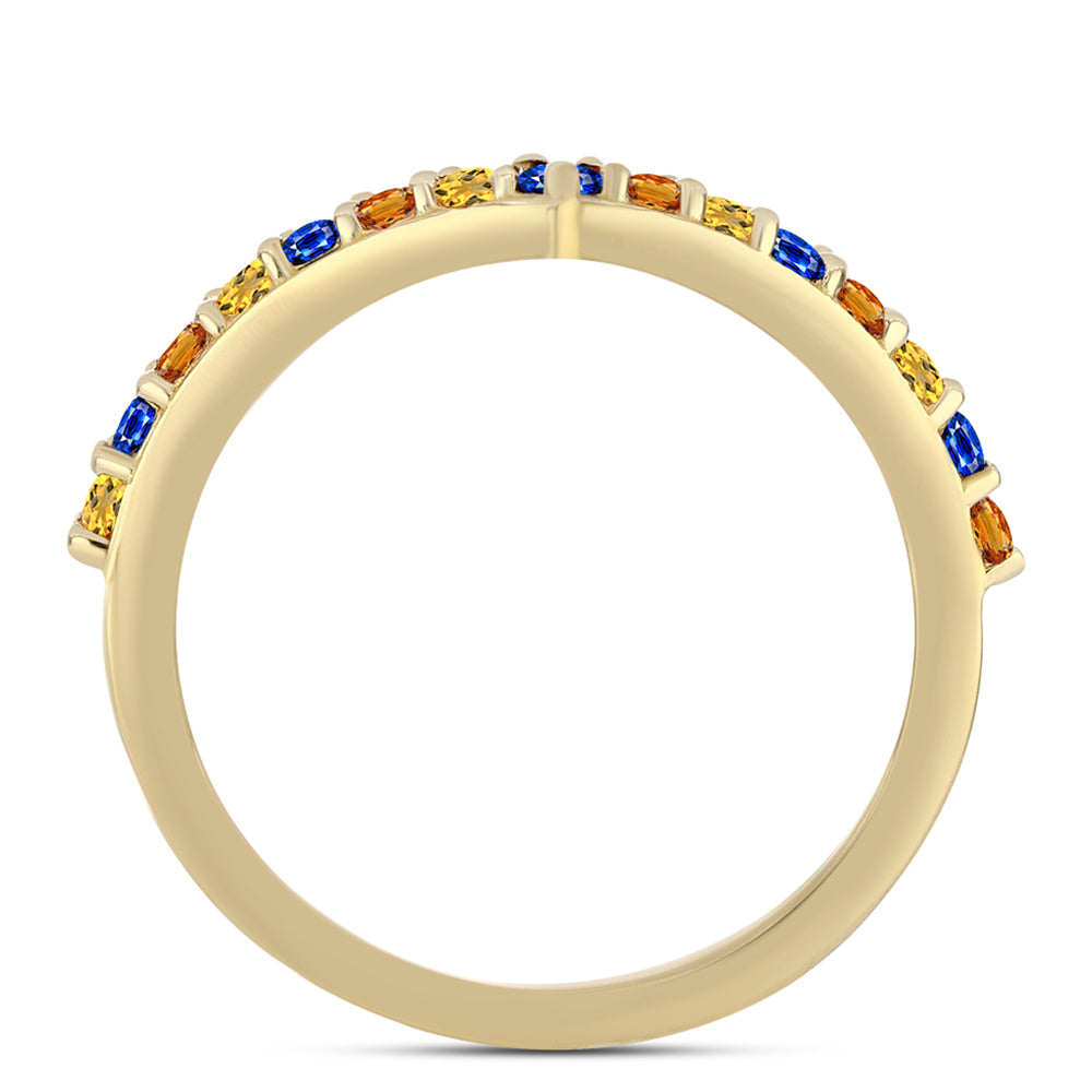 Inel din Argint 925 Placat cu Aur ( 1.95 grame ) cu Safir Curcubeu 0.76 Carate