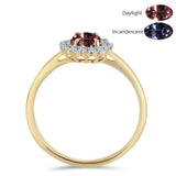 Inel din Argint 925 Placat cu Aur ( 2.02 grame ) cu Granat Tsivory care își schimbă culoarea și Topaz Alb 1.41 Carate