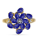 Inel din Argint 925 Placat cu Aur ( 3.25 grame ) cu Lapis Lazuli și Topaz Alb 2.69 Carate