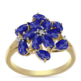 Inel din Argint 925 Placat cu Aur ( 3.25 grame ) cu Lapis Lazuli și Topaz Alb 2.69 Carate