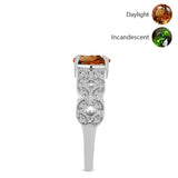Inel din Argint 925 ( 2.86 grame ) cu Zultanit Anatolian Certificat cultivat în laborator și Topaz Alb 1.02 Carate