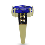 Inel din Argint 925 Placat cu Aur ( 3.83 grame ) cu Lapis Lazuli și Spinel Negru 6.41 Carate