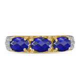 Inel din Argint 925 Placat cu Aur ( 3.66 grame ) cu Lapis Lazuli și Topaz Alb 2.65 Carate