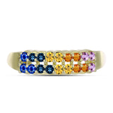 Inel din Argint 925 Placat cu Aur ( 3.57 grame ) cu Safir Curcubeu 0.8 Carate