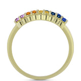 Inel din Argint 925 Placat cu Aur ( 3.57 grame ) cu Safir Curcubeu 0.8 Carate