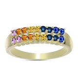 Inel din Argint 925 Placat cu Aur ( 3.57 grame ) cu Safir Curcubeu 0.8 Carate