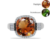 Inel din Argint 925 ( 4.11 grame ) cu Zultanit Anatolian Certificat cultivat în laborator și Zircon Alb 7.96 Carate